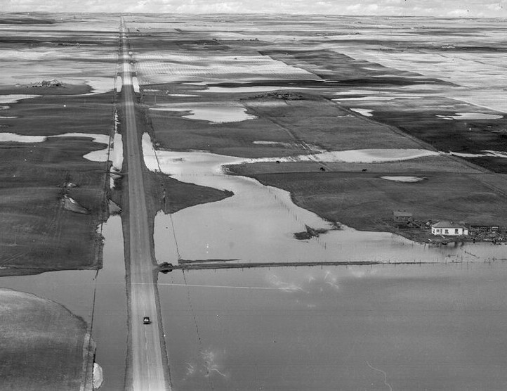 Overhead shots of the 1948 Drumheller Flood